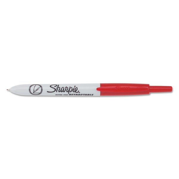 Sharpie Retractable Permanent Marker, Extra-Fine Needle Tip, Red, PK12 1735791